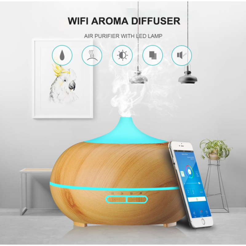 Humidificador + Difusor de Aromas Inteligente Marrón Oscuro WiFi