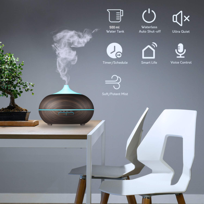 Humidificador y Difusor de Aromas 4life Aromatique Wi-Fi 550ml FL006WFL  compatible con Android e iOS (Tuya Smart Life,  Alexa y Google  Assistant) - Marrón Claro