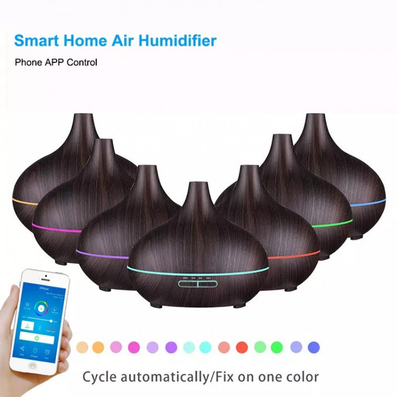 Humidificador y Difusor de Aromas 4life Aromatique Wi-Fi 550ml FL006WFL  compatible con Android e iOS (Tuya Smart Life,  Alexa y Google  Assistant) - Marrón Claro